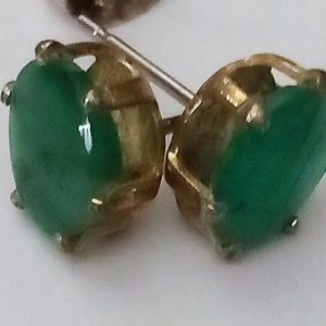 Small genuine natural green emerald stag earrings